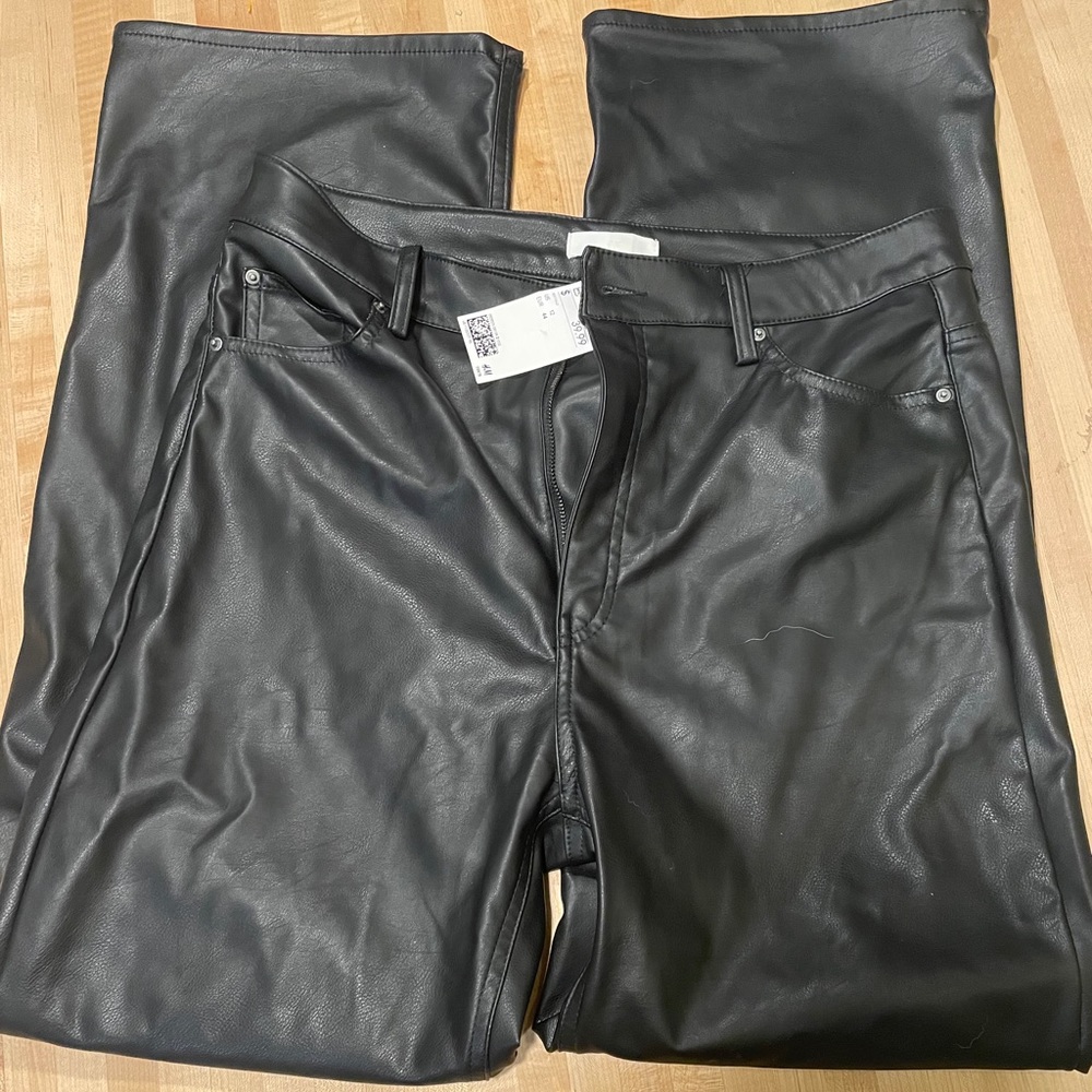 Black leather (faux) pants